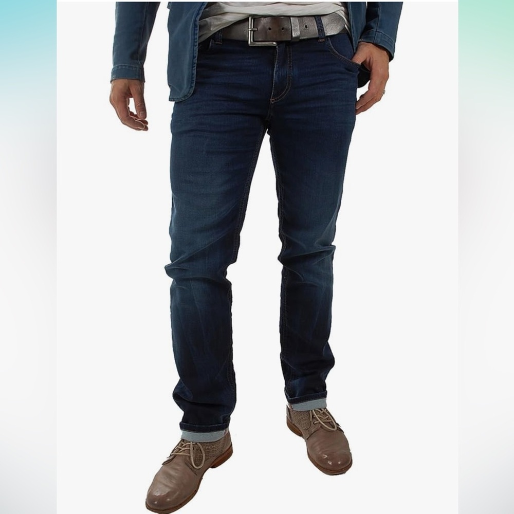 Alberto 4817 Pipe Cosy Jeans Regular Slim Fit Dark Wash Mens W33 hemmed L25